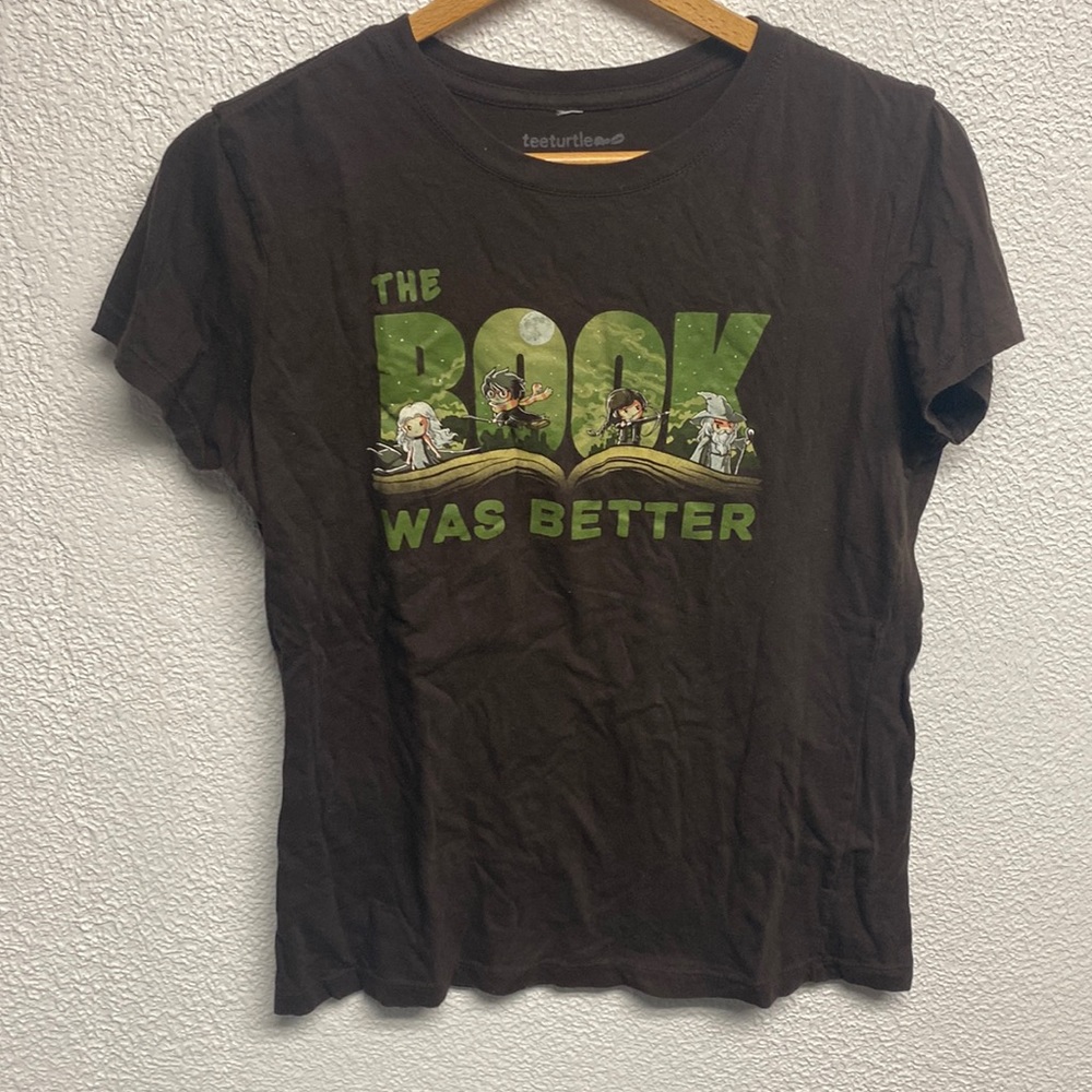 TeeTurtle Brown The Book Was Better size XL Tee Shirt
